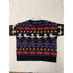 Duck Print Debut Sweater Size S/M Long sleeve Primarily Black